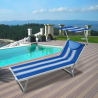 Liegestuhl Strandliege Sonnenliege aus Aluminium Santorini Stripes Verkauf