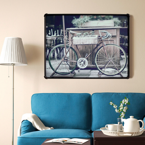 Fahrradbild auf Leinwand mit Metallrahmen 80x60 cm Bike Aktion