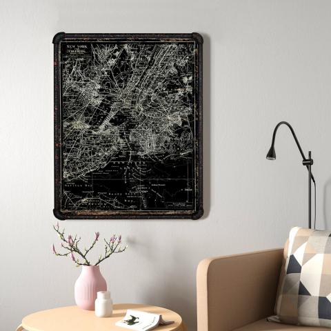Leinwandbild Weltkarte mit Metallrahmen 60x80cm Satellite Map Aktion