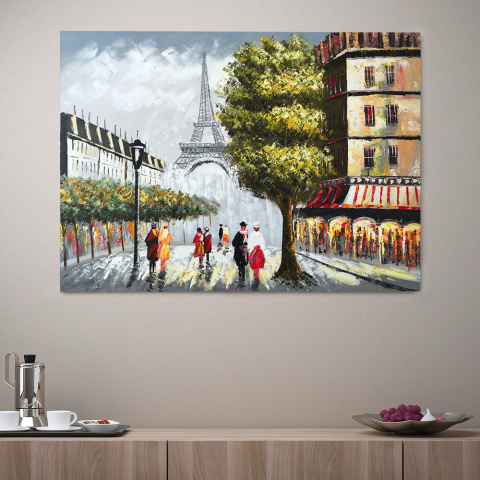 Handgemaltes Stadtbild auf Leinwand 120x90cm Paris Love Aktion