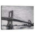 Handgemaltes urbanes Landschaftsbild auf Leinwand 120x90cm Bridge Verkauf