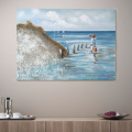 Handgemaltes Landschaftsbild auf Leinwand 120x90 cm By The Seashore Aktion