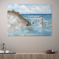 Landschaft Gemälde Natur handgemalt auf Leinwand 120x90cm By The Seashore Aktion