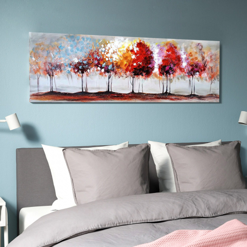 Handgemaltes Landschaftsbild auf Leinwand 140x45cm Four Seasons Aktion