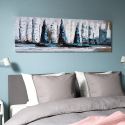 Handgemaltes Segelboot-Meer-Gemälde auf Leinwand 140x45cm Sailing Along Aktion