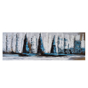 Handgemaltes Segelboot-Meer-Gemälde auf Leinwand 140x45cm Sailing Along Verkauf