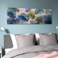 Handgemaltes exotisches Blätterbild auf Leinwand 140x45cm Jungle Aktion