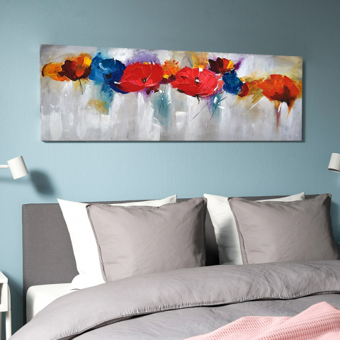 Handgemaltes Blumenbild auf Leinwand 140x45cm Flower Aktion