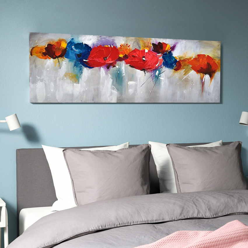 Handgemaltes Blumenbild auf Leinwand 140x45cm Flower Aktion Handgemaltes Blumenbild auf Leinwand 140x45cm Flower Aktion