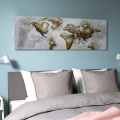 Weltkarte Wandbild handgemalt auf Leinwand 140x45cm Aktion