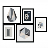 Set mit 5 minimalistischen Bildern, gerahmte B&W Collage-Drucke Verkauf