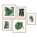 Set aus 5 gerahmten Bildern mit Blätterdruck Collage Frame Jungle Verkauf