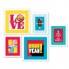 Set aus 5 Bildern im modernen Stil, gerahmte Pop Art Collage-Drucke Verkauf