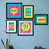 Set mit 5 Pop-Art-Bildern Collage-Drucke gerahmt Frame Color Full Aktion
