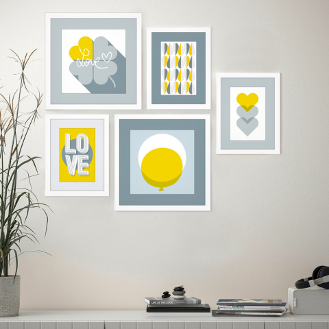 Set mit 5 Bilder im modernen Stil gerahmt Collage-Druck Frame Leaf Shapes