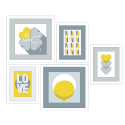 5er-Set moderne Wandbilder Collage-Drucke gerahmt Frame Leaf Shapes Verkauf