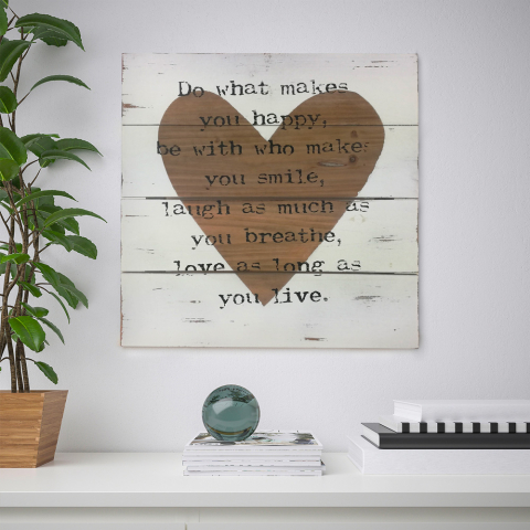 Shabby-Chic-Bild auf Holztafel gedruckt Cuore Aktion