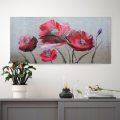 Handgemaltes Blumenbild auf Leinwand 110x50cm Mohnblumen Aktion