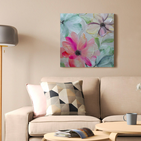 Handgemaltes Blumenbild auf Leinwand 40x40cm Spring Aktion