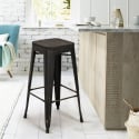 design hocker aus metall und holz 78cm hoch im industriellen stil für bar küchen brush up Angebot