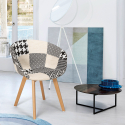 Patchwork Stuhl aus Holz und Stoff Nordisches Design Küche Bar Restaurant Pigeon Maße