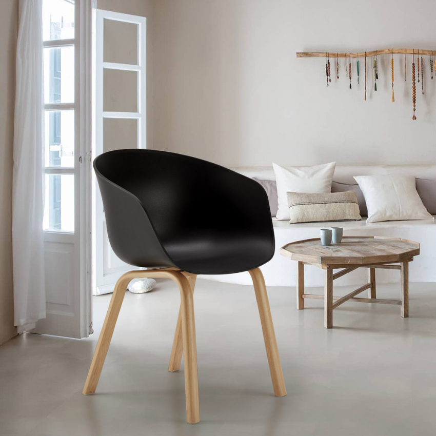 Stühle Skandinavisches Design Metall Holz Effekt Bar und Küche