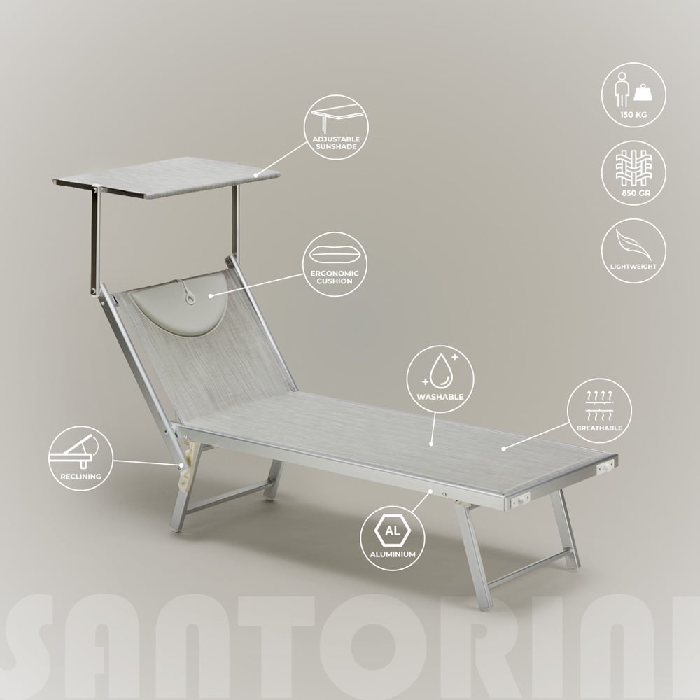 2er Set Liegestühle Strandliegen Sonnenliegen aus Aluminum Santorini