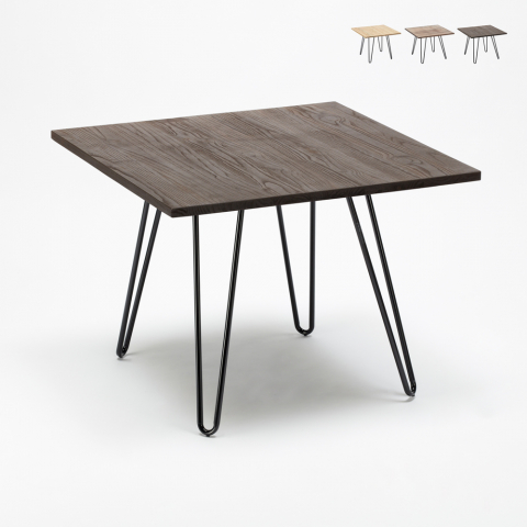 Industrie-Stil Tisch Holz Stahl 80x80 Bar Esszimmer Restaurant Hammer