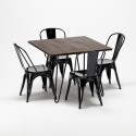 tisch mit 4 stühlen aus metall und holz im industriellen stil pigalle 