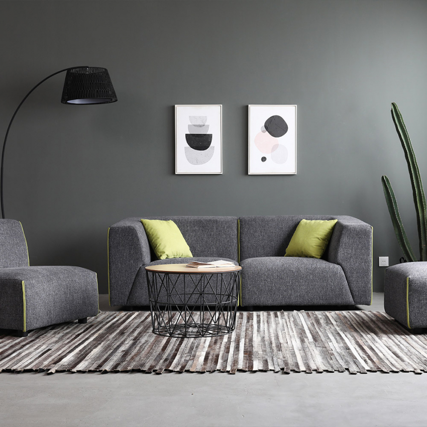 Modulares 3-Sitzer-Sofa aus Stoff im modernen Stil mit Hocker Jantra