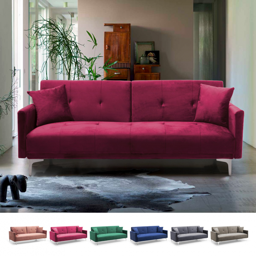 Modernes 3-Sitzer Schlafsofa Design Click Clac in Samtstoff Villolus Modernes 3-Sitzer Schlafsofa Design Click Clac in Samtstoff Villolus