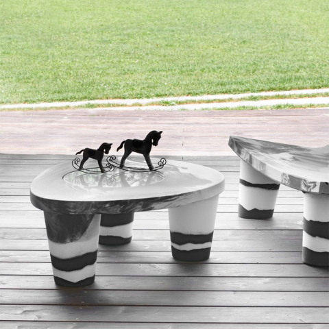 Design-Couchtisch mit Glasplatte für Garten & Zuhause Slide Low Lita Table Anniversary Aktion