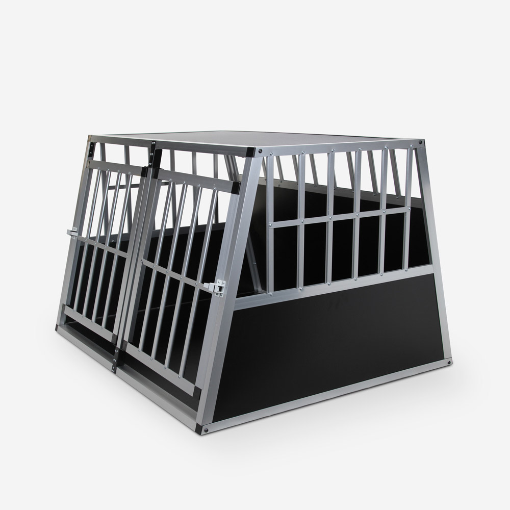 Skaut XL Doppel Hundetransportbox aus Aluminium starr 104x91x69cm