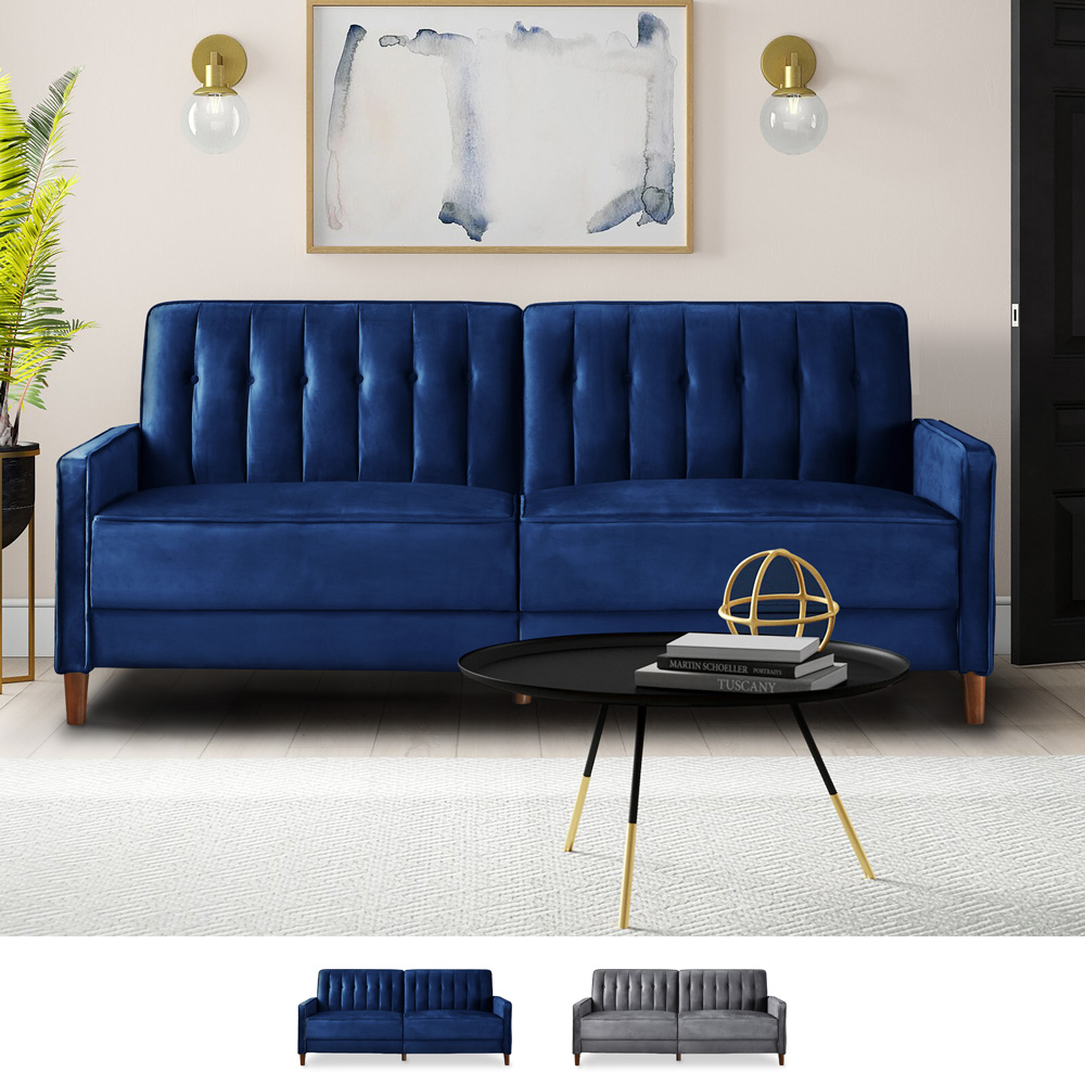 2-Sitzer Schlafsofa clic clac Samtstoff klassisches Design Fluffy