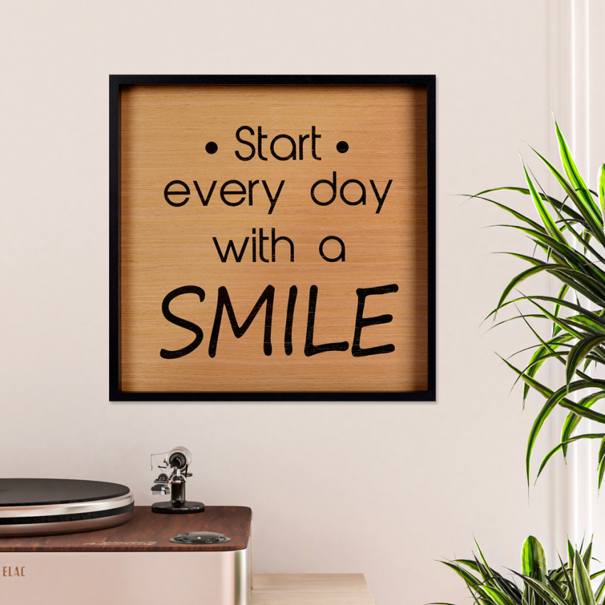 Wandbild mit Sprüchen, gedrucktes Panel mit Rahmen, Wohnzimmer 40x40cm Smile Aktion Wandbild mit Sprüchen, gedrucktes Panel mit Rahmen, Wohnzimmer 40x40cm Smile Aktion