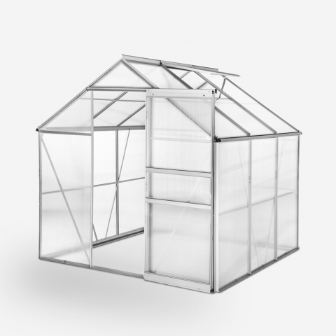 Vanilla Gartengewächshaus aus Aluminium-Polycarbonat Fenstertür 183x185x205cm  Aktion