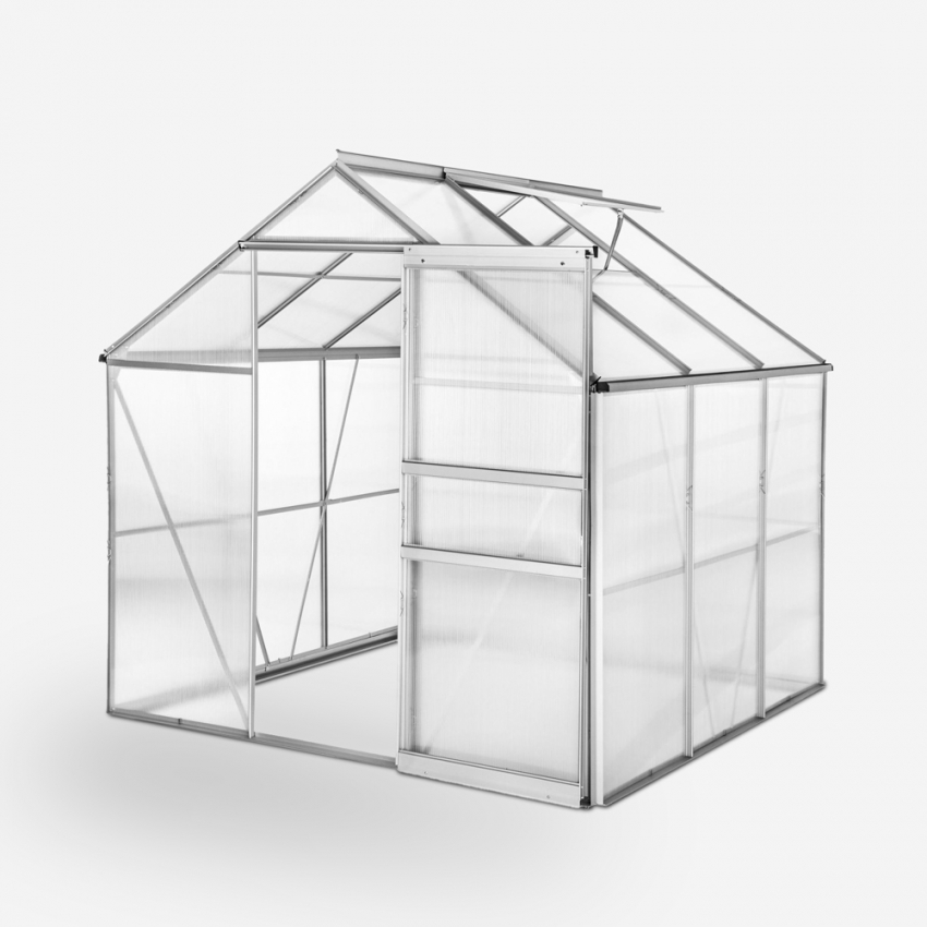 Gartengewächshaus Aluminium Polycarbonat Tür und Fenster 183x185x205cm Vanilla