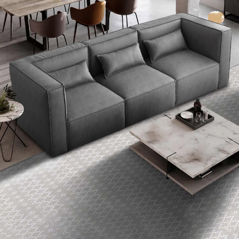 3-Sitzer-Sofa modern modular ausziehbar aus Stoff Solv