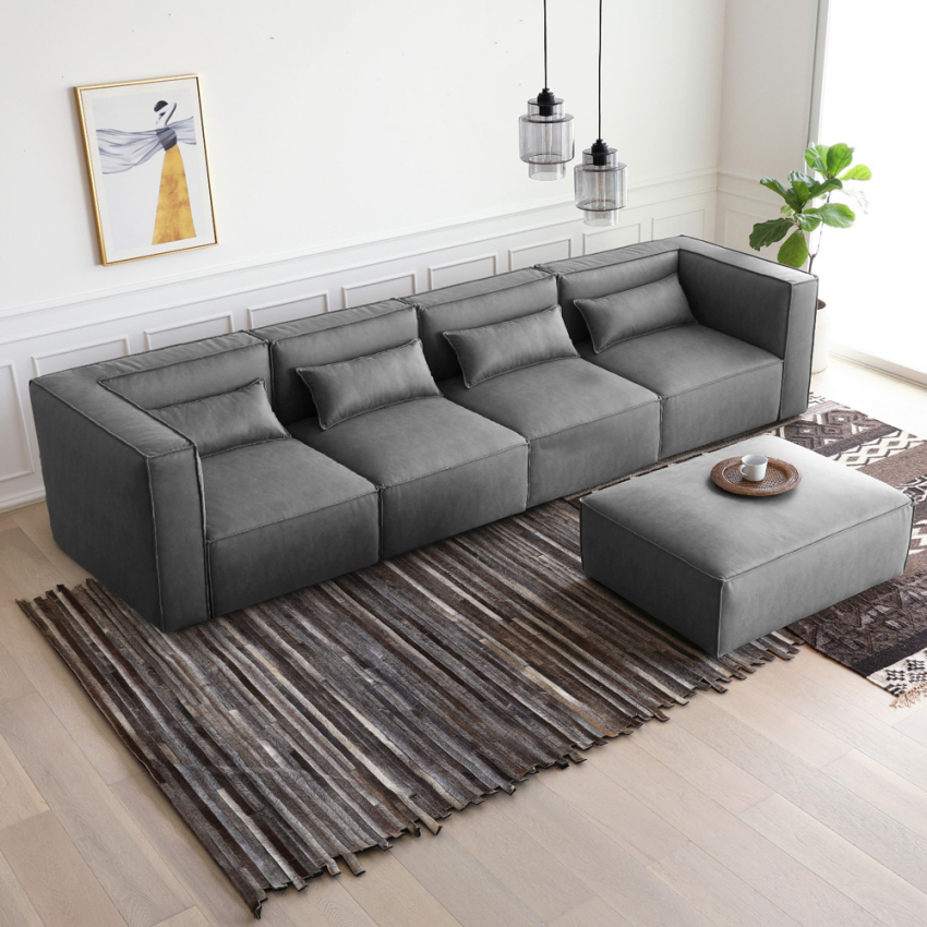 4-Sitzer Sofa modular modern aus Stoff mit Puff Solv