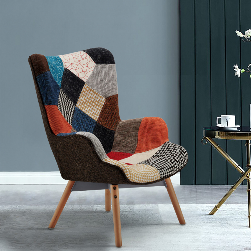 Sessel Stuhl Design Armlehnen Patchwork Bar Büro Wohnzimmer Patchy