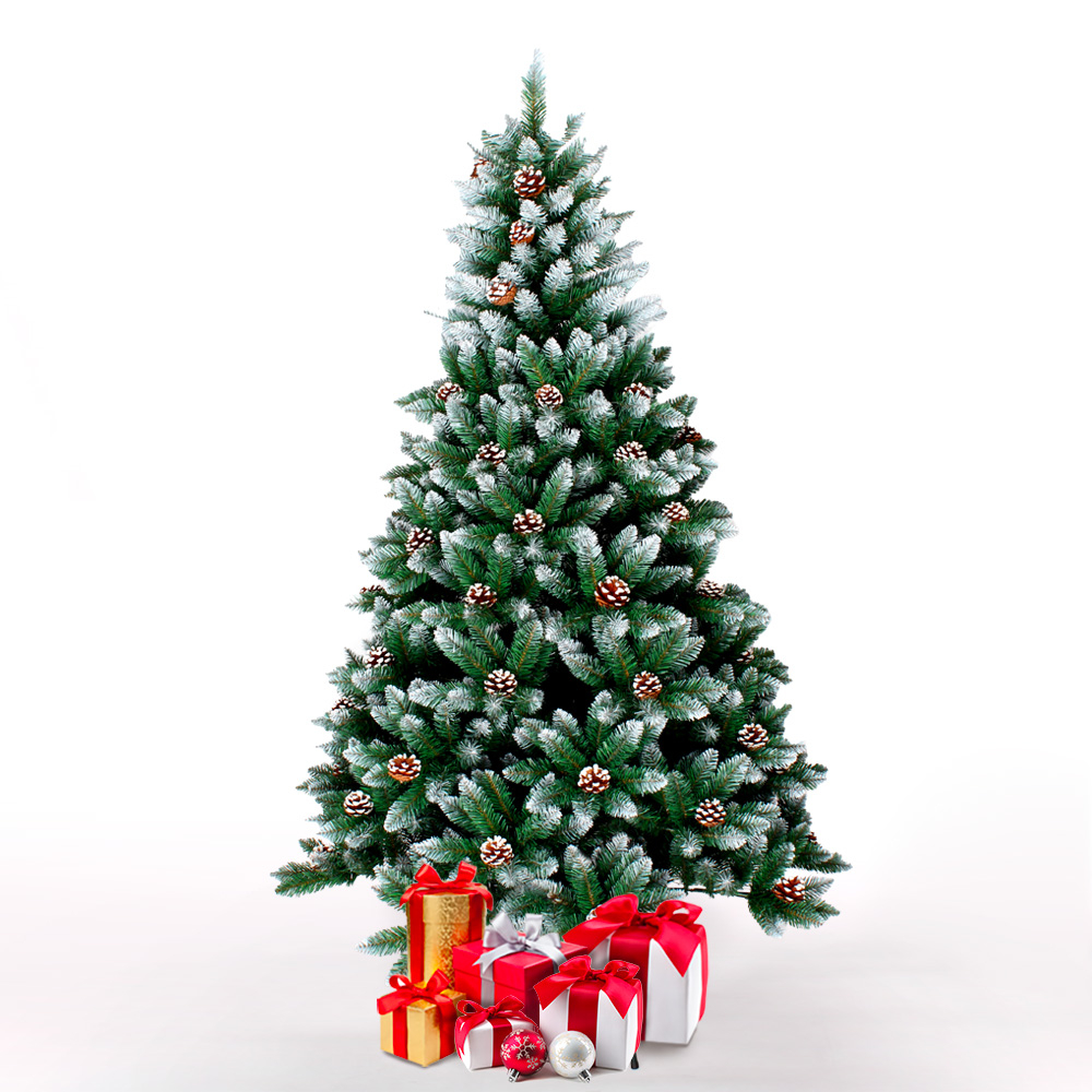 Künstlicher Weihnachtsbaum grün 210cm PVC Zweige Schnee Dekorationen Tampere