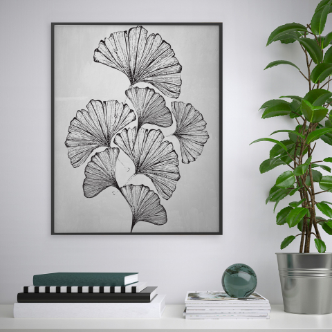 Minimalistisches Schwarz-Weiß-Blattdruckdesign 40x50cm Variety Masamba Aktion