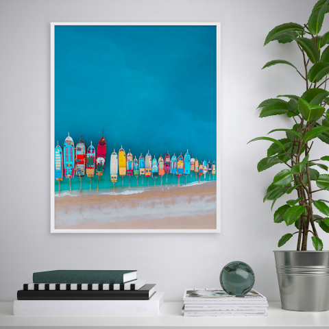 Bunte Meeresboot-Druck mit Rahmen 40x50 cm Variety Kapal Aktion