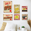Set aus 6 Leinwanddrucken Vintage-Schilder Holzrahmen Friday Aktion