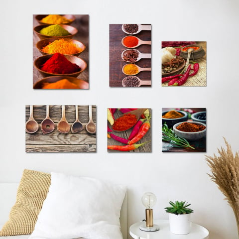 Set mit 6 Leinwandbildern Küche Holzrahmen Sapori