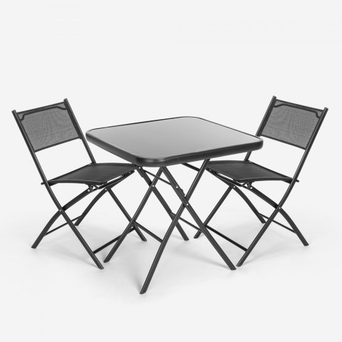 Set mit 2 Stühlen mit quadratischem Tisch für Garten, modernes Design Soda Aktion