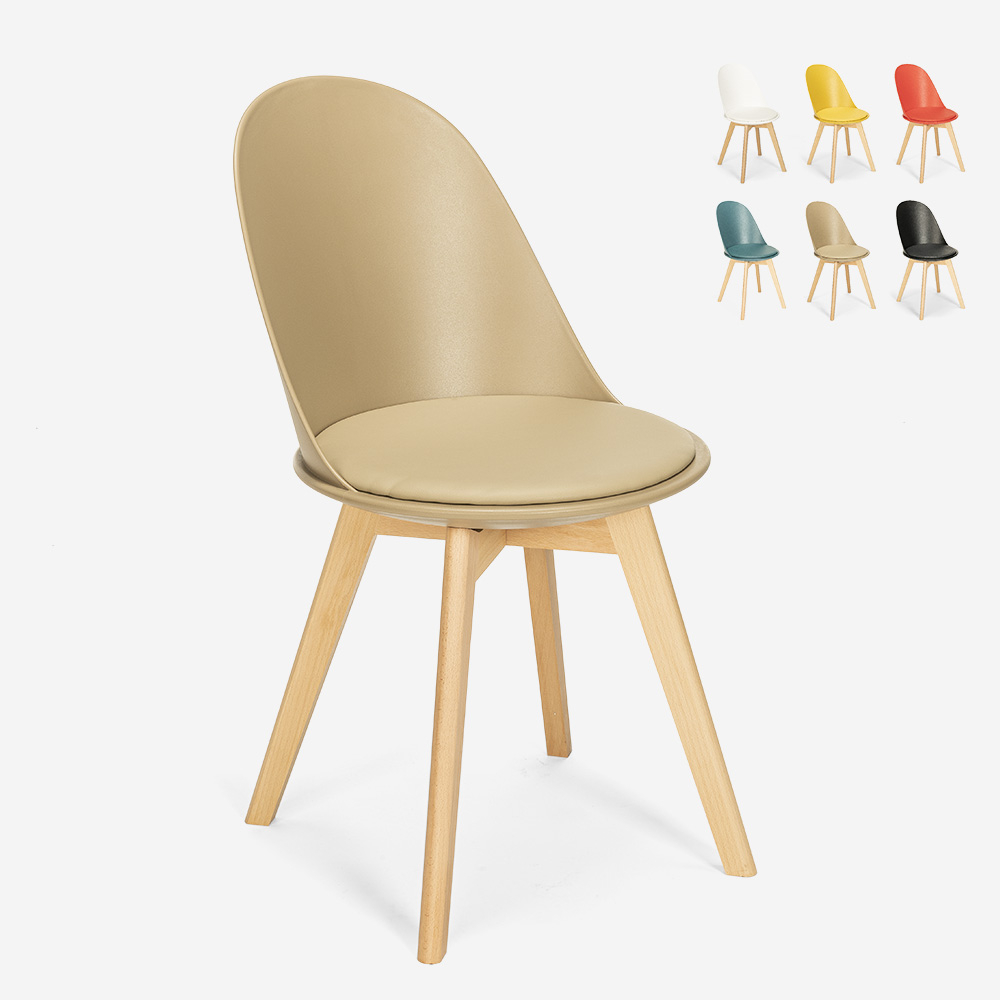 Stuhl in Skandinavischen Design aus Holz mit Kissen für Küche Esszimmer Bib Nordica