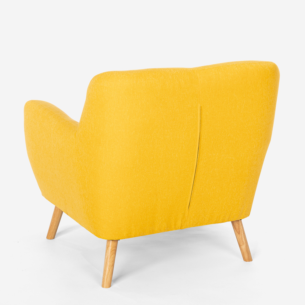 Moderner Design Loungesessel im nordischen Stil aus Holz und Stoff Modesto