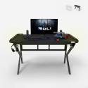 Gaming-Schreibtisch 120x60cm LED Carbon ergonomischer Kopfhörerhalter Sportbot LED 120 Aktion