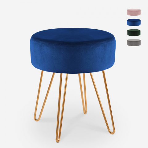 Gepolsterter Hocker runder Pouf Fußstütze Samt Design Holoserica